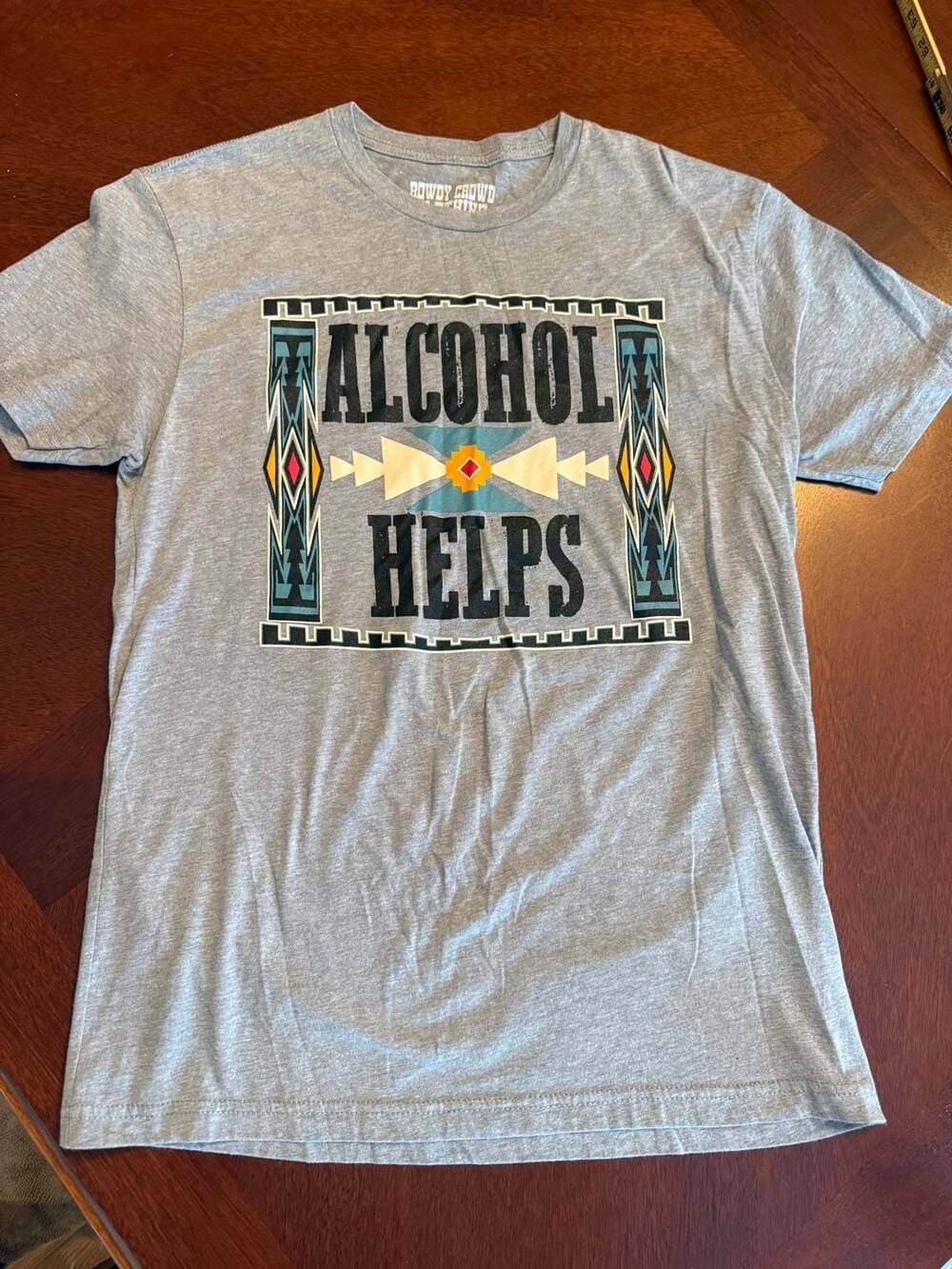 Rowdy Crowd Clothing Alcohol Helps T-Shirt Size M Grey Graphic Tee